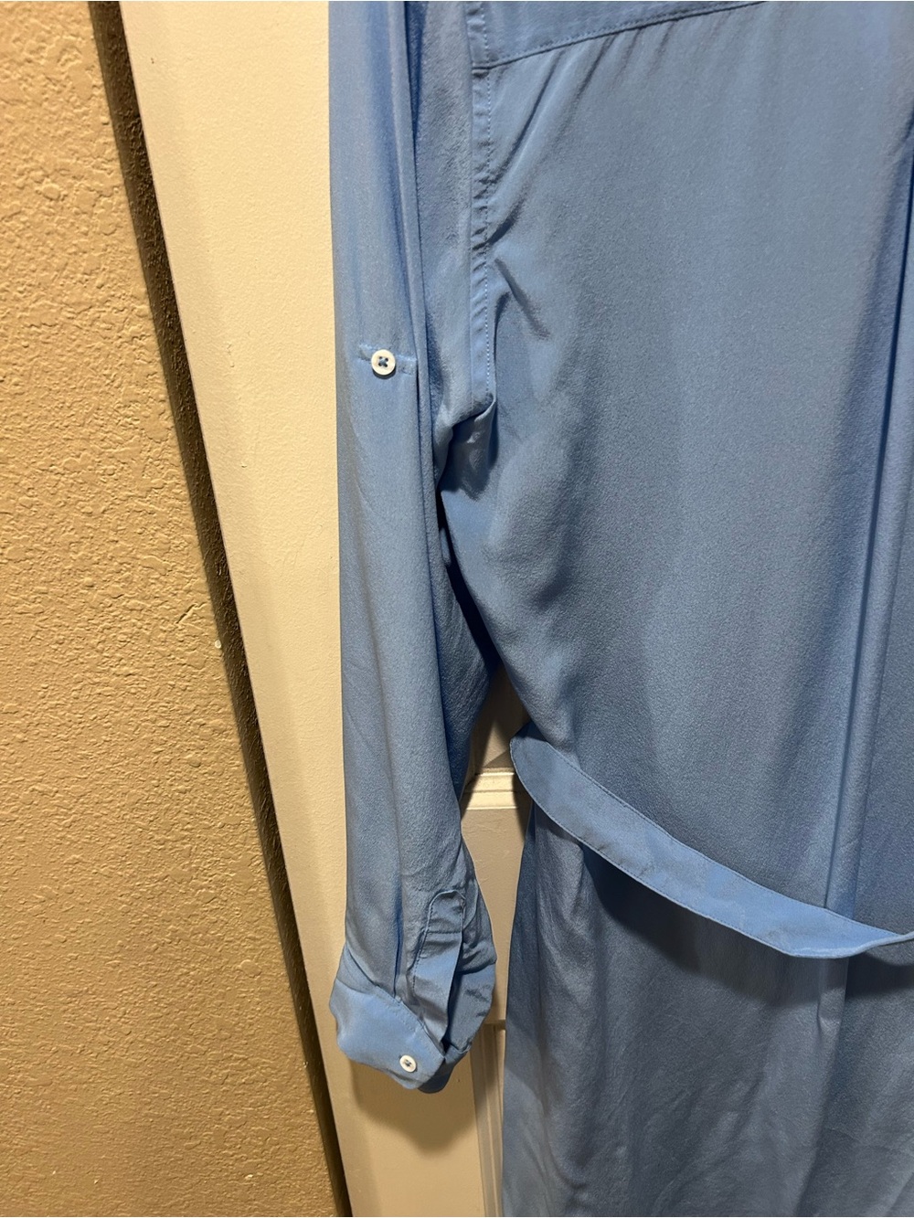 J. McLaughlin Silk 100% Shirt Dress Blue Flowy Classic Casual , Large - Picture 3 of 8